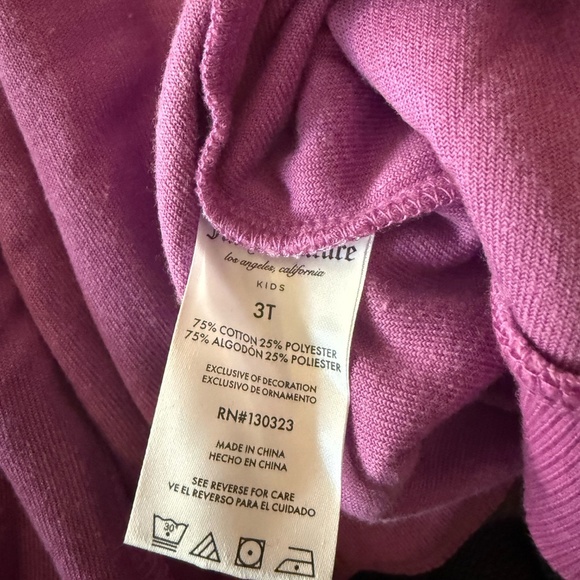Juicy Couture Girl Velour Zip Up Jacket Size 3T Purple Hooded Bling Heart Stripe - Picture 6 of 6